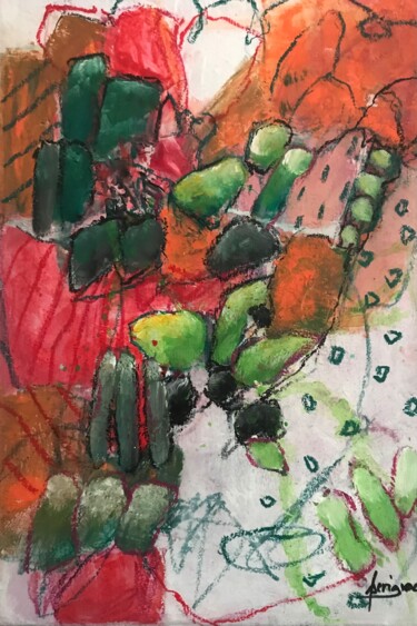 Картина под названием "MOUVEMENT 3" - Francine Scrignac, Подлинное произведение искусства, Акрил Установлен на Деревянная ра…