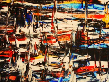 Painting titled "LES BATEAUX IVRES C…" by Francine Barbaray, Original Artwork, Acrylic