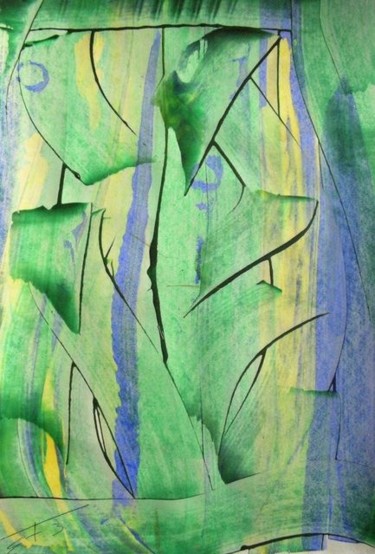 Peinture intitulée "LA LIGNE VERTE" par Francine Barbaray, Œuvre d'art originale