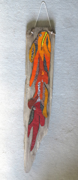 Sculpture titled "Ardens" by Francine Bonnet, Original Artwork, Mosaic Mounted on Wood Panel