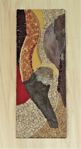 Skulptur mit dem Titel "flambeau" von Francine Bonnet, Original-Kunstwerk, Mosaik Auf Holzplatte montiert