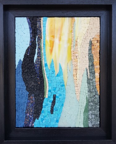 Sculpture titled "Eucalyptus II" by Francine Bonnet, Original Artwork, Mosaic Mounted on Wood Panel