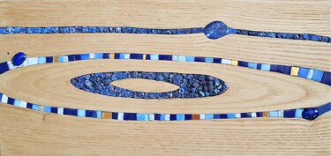Sculpture titled "Elipse bleue" by Francine Bonnet, Original Artwork, Mosaic