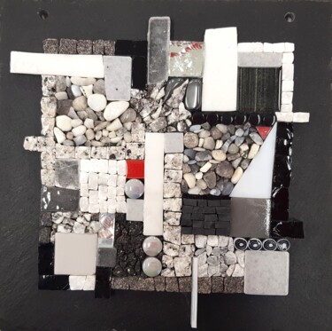 Escultura titulada "carré blanc" por Francine Bonnet, Obra de arte original, Mosaico