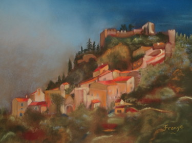 Peinture intitulée "Castelnou" par Franye, Œuvre d'art originale, Pastel