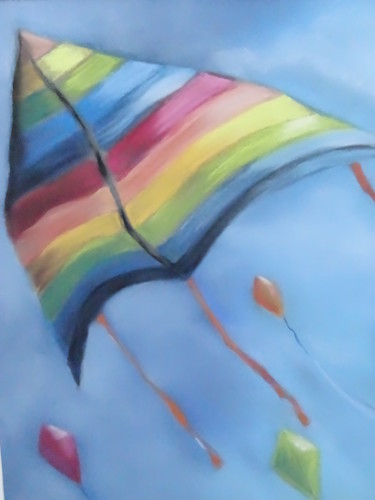 Peinture intitulée "Cerf volant" par Franye, Œuvre d'art originale, Pastel