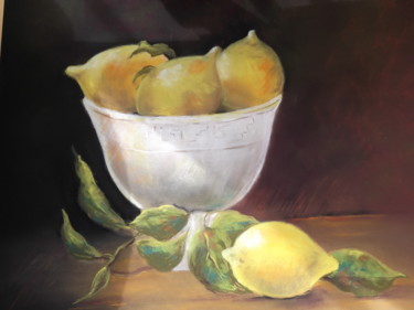 Peinture intitulée "citrons.jpg" par Franye, Œuvre d'art originale, Pastel