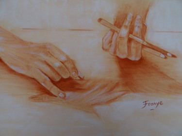 Dessin intitulée "Les mains d'Eliane" par Franye, Œuvre d'art originale, Autre