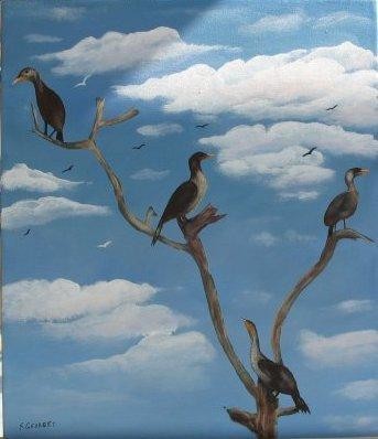 Peinture intitulée "Cormorans en Florid…" par Francine Georget, Œuvre d'art originale