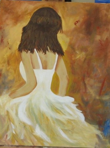 Peinture intitulée "La dame en blanc.jpg" par Francine Georget, Œuvre d'art originale