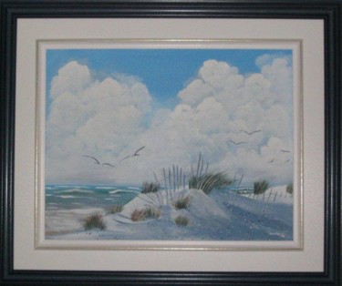 Peinture intitulée "Les dunes de Destin…" par Francine Georget, Œuvre d'art originale