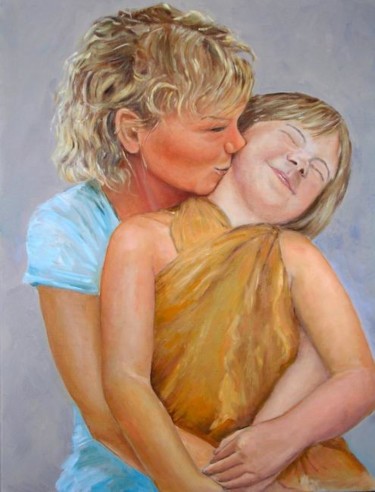 Peinture intitulée "Calin" par Francine Legoff Jeanneret, Œuvre d'art originale