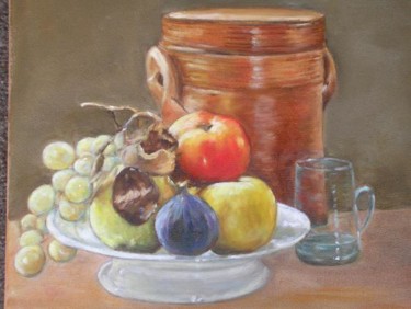 Painting titled "Nature morte aux ra…" by Francine Legoff Jeanneret, Original Artwork