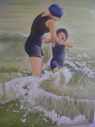 Peinture intitulée "la vague" par Francine Legoff Jeanneret, Œuvre d'art originale