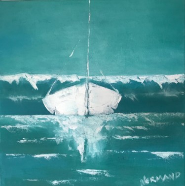 Peinture intitulée "Poussé par la vague" par Normand, Œuvre d'art originale, Acrylique Monté sur Châssis en bois