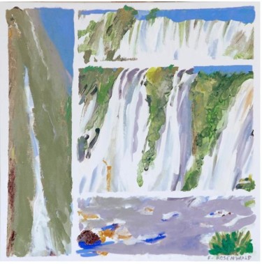 Painting titled "Torrent et chutes" by Francine Rosenwald : Parcours Artistique, Original Artwork, Oil