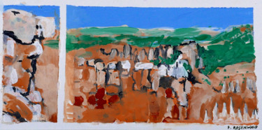 Painting titled "Au loin Bryce canyon" by Francine Rosenwald : Parcours Artistique, Original Artwork, Oil