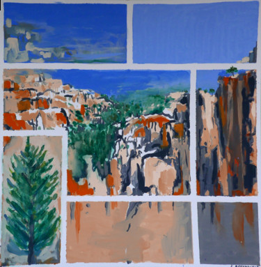 Peinture intitulée "Canyon et le pin" par Francine Rosenwald : Parcours Artistique, Œuvre d'art originale, Huile