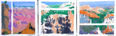 Painting titled "1.Falaises  2.Roche…" by Francine Rosenwald : Parcours Artistique, Original Artwork, Oil