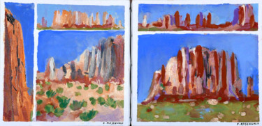 Painting titled "Monument Valley 1 e…" by Francine Rosenwald : Parcours Artistique, Original Artwork, Oil