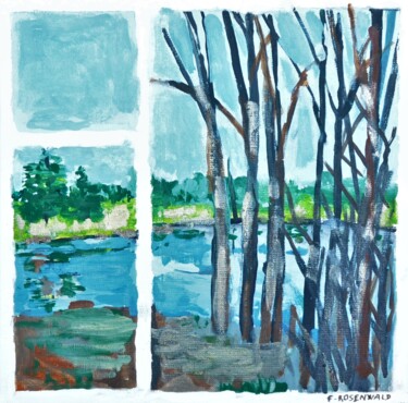 Peinture intitulée "au bord de l'étang" par Francine Rosenwald : Parcours Artistique, Œuvre d'art originale, Huile
