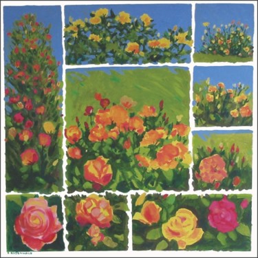 Peinture intitulée "roses d'été" par Francine Rosenwald : Parcours Artistique, Œuvre d'art originale, Huile