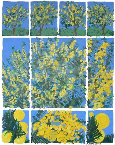Peinture intitulée "Mimosas" par Francine Rosenwald : Parcours Artistique, Œuvre d'art originale