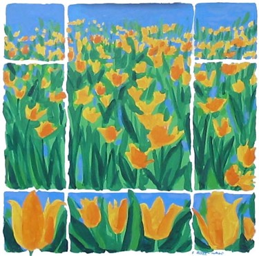Peinture intitulée "Tulipes jaunes" par Francine Rosenwald : Parcours Artistique, Œuvre d'art originale