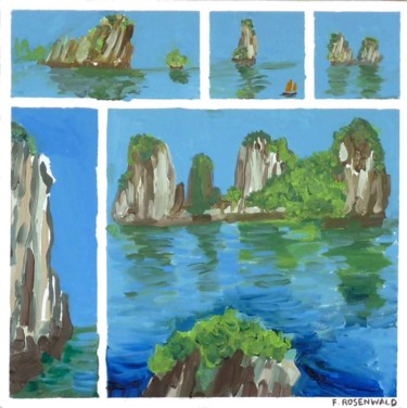 Painting titled "Baie Halong (petit)" by Francine Rosenwald : Parcours Artistique, Original Artwork