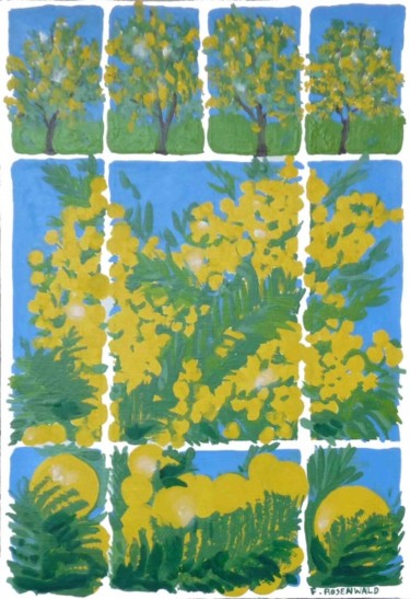 Peinture intitulée "Mimosas (petit)" par Francine Rosenwald : Parcours Artistique, Œuvre d'art originale