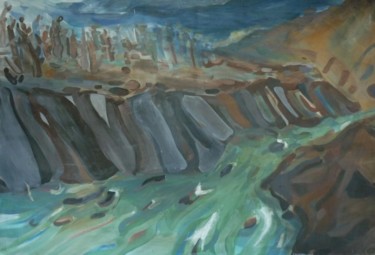Malerei mit dem Titel "Pérou, fleuve vert…" von Francine Rosenwald : Parcours Artistique, Original-Kunstwerk