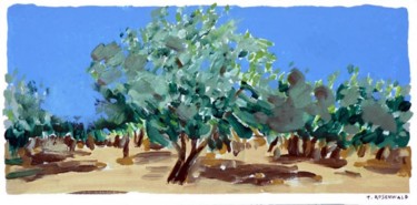 Painting titled "plantation d'olivie…" by Francine Rosenwald : Parcours Artistique, Original Artwork