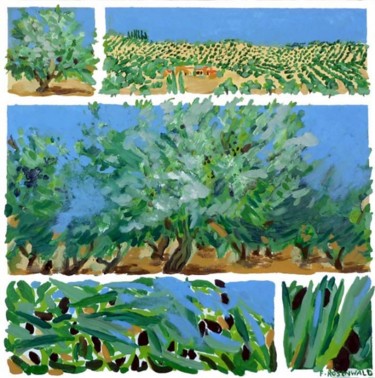 Peinture intitulée "vent dans les olivi…" par Francine Rosenwald : Parcours Artistique, Œuvre d'art originale