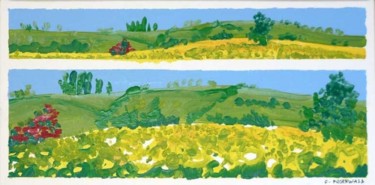 Peinture intitulée "Petit champ jaune" par Francine Rosenwald : Parcours Artistique, Œuvre d'art originale