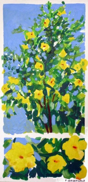 Peinture intitulée "Arbuste jaune au Né…" par Francine Rosenwald : Parcours Artistique, Œuvre d'art originale