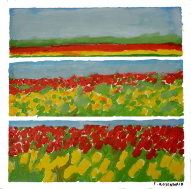 Painting titled "tulipes-30x30.jpg" by Francine Rosenwald : Parcours Artistique, Original Artwork