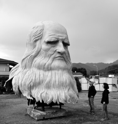 Sculptuur getiteld "Volto senile di Leo…" door Francioni Mastromarino, Origineel Kunstwerk, Hars