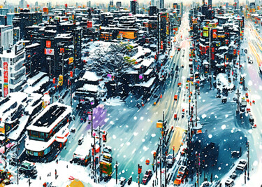 Arts numériques intitulée "scène d'hiver en As…" par Dj Pixl, Œuvre d'art originale, Image générée par l'IA