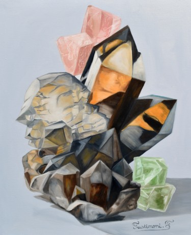 Peinture intitulée "Quartz et Fluorine…" par Francis Fustinoni, Œuvre d'art originale, Huile