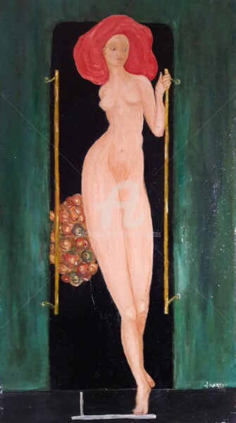 Painting titled "Descente du train…" by Huertas, Original Artwork, Oil