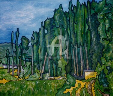 Painting titled "Autre forêt inspira…" by Huertas, Original Artwork, Oil