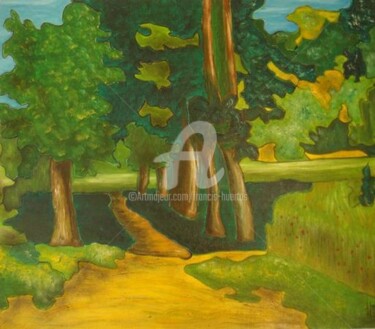 Painting titled "Une orée de forêt..…" by Huertas, Original Artwork, Oil