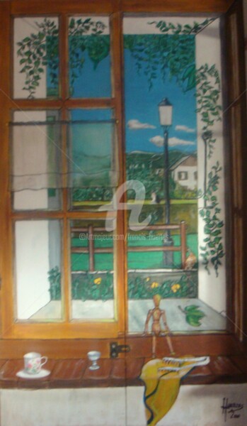 Peinture intitulée "la-fenêtre-de-la-cu…" par Huertas, Œuvre d'art originale, Huile