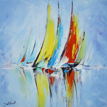 Painting titled "Voilmar 758" by Francis Jalibert, Original Artwork, Oil Mounted on Wood Stretcher frame
