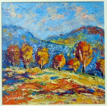 Painting titled "Col de l'houménet" by Francis Jalibert, Original Artwork, Oil Mounted on Cardboard