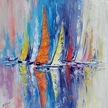 Painting titled "Régate couleurs du…" by Francis Jalibert, Original Artwork, Oil