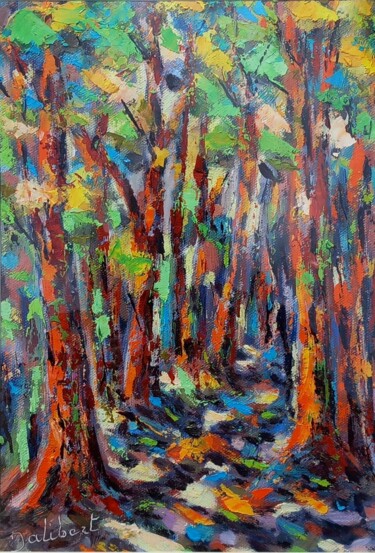 Painting titled "Payforest 22" by Francis Jalibert, Original Artwork, Oil Mounted on Other rigid panel