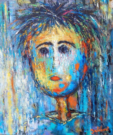 Картина под названием "Le garçon triste" - Francis Jalibert, Подлинное произведение искусства, Масло Установлен на Деревянна…