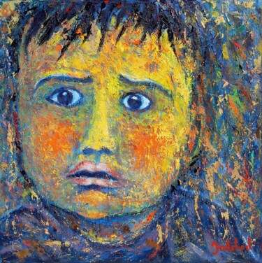 Ζωγραφική με τίτλο "L'enfant qui a peur" από Francis Jalibert, Αυθεντικά έργα τέχνης, Λάδι Τοποθετήθηκε στο Ξύλινο φορείο σκ…