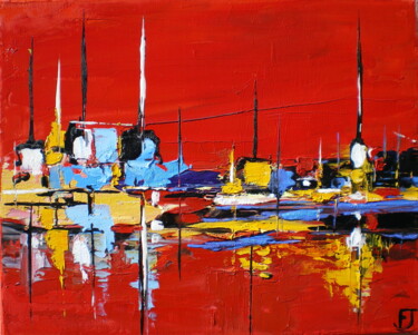 Painting titled "Impression marine 2" by Francis Jalibert, Original Artwork, Oil